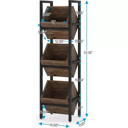 Étagères verticales en bois à 3 niveaux