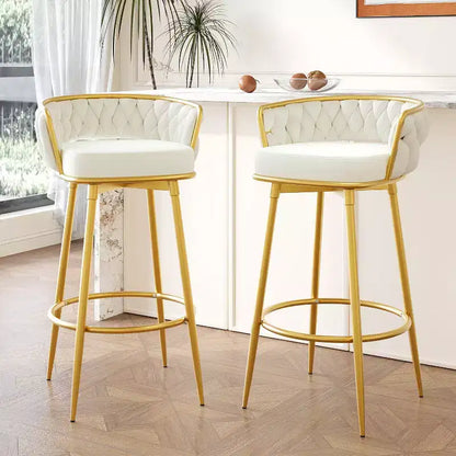 Set of 2 Swivel Counter Height Bar Stool Low Back Upholstered Dining Chair Pub Kitchen Stool with Footrest-Christopher Knight Home