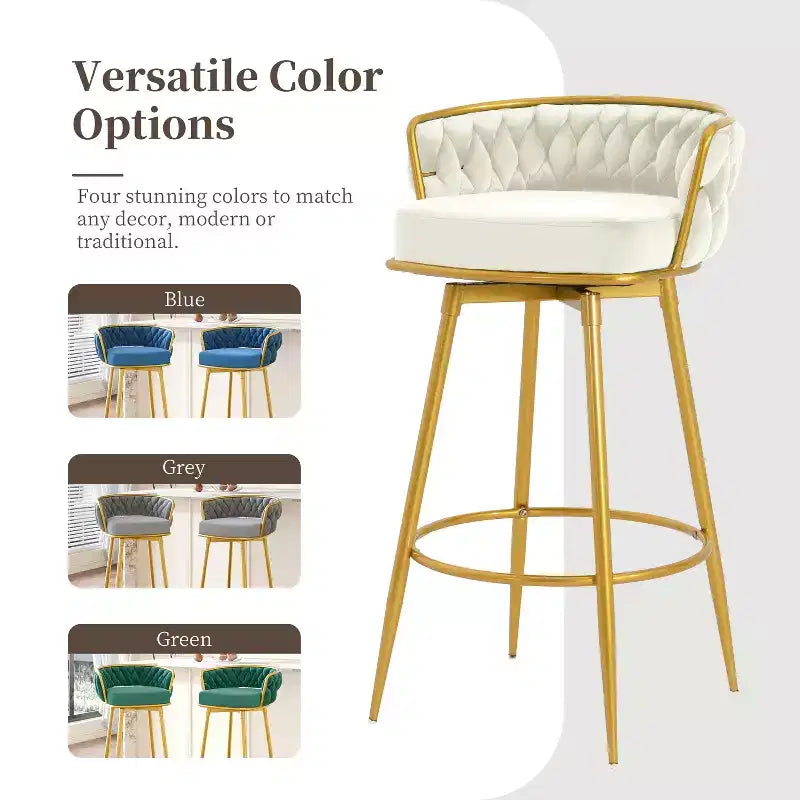 Lot de 2 tabourets de bar pivotants hauteur comptoir, dossier bas, rembourrés, pour salle à manger, pub, cuisine avec repose-pieds - Christopher Knight Home