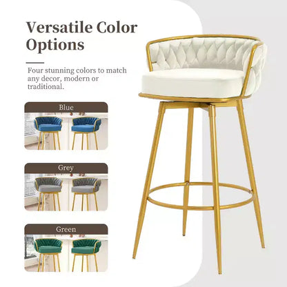 Lot de 2 tabourets de bar pivotants hauteur comptoir, dossier bas, rembourrés, pour salle à manger, pub, cuisine avec repose-pieds - Christopher Knight Home