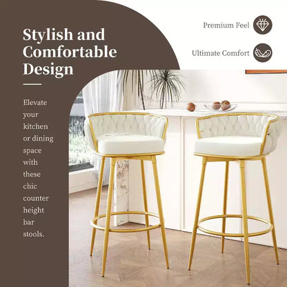 Lot de 2 tabourets de bar pivotants hauteur comptoir, dossier bas, rembourrés, pour salle à manger, pub, cuisine avec repose-pieds - Christopher Knight Home