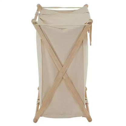 Panier à linge en bambou en X, doublure lavable et cadre en bambou, naturel