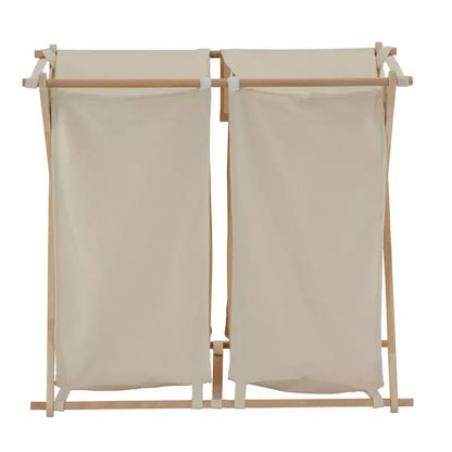 Panier à linge en bambou en X, doublure lavable et cadre en bambou, naturel