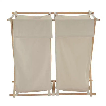 Panier à linge en bambou en X, doublure lavable et cadre en bambou, naturel