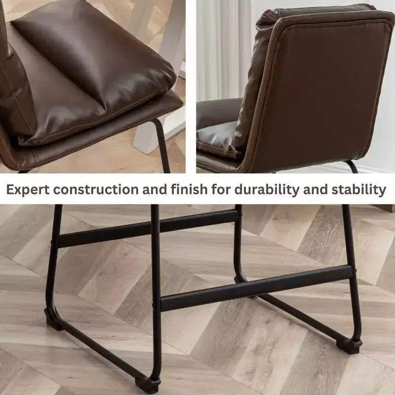 Tabourets de comptoir rembourrés Roundhill Furniture Milos, hauteur 66 cm, marron antique, lot de 2