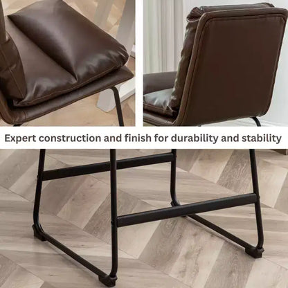 Tabourets de comptoir rembourrés Roundhill Furniture Milos, hauteur 66 cm, marron antique, lot de 2