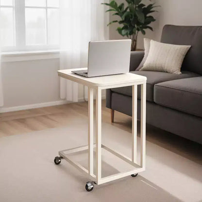 Table d'appoint en C, table d'appoint pour plateau TV, plateau TV en forme de C avec cadre en métal, roulettes, tables TV pour salon, pour manger, plateau de lit