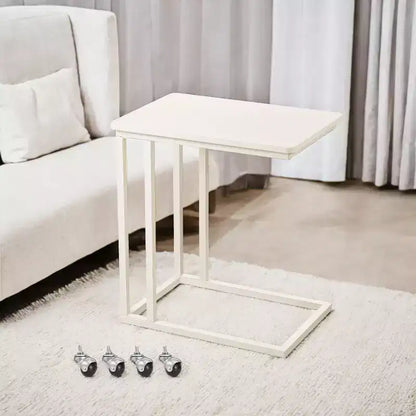 Table d'appoint en C, table d'appoint pour plateau TV, plateau TV en forme de C avec cadre en métal, roulettes, tables TV pour salon, pour manger, plateau de lit