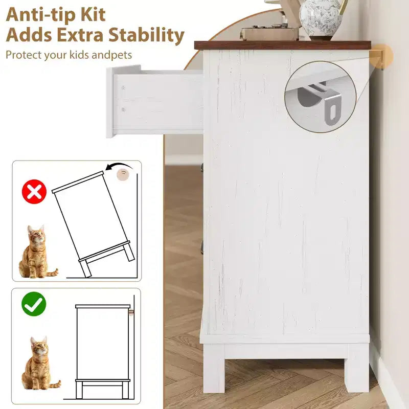 Commode 6 tiroirs pour chambre, commode de 119 cm de large, commode large avec rangement sur pied, commode de rangement en bois pour chambre, Noyer