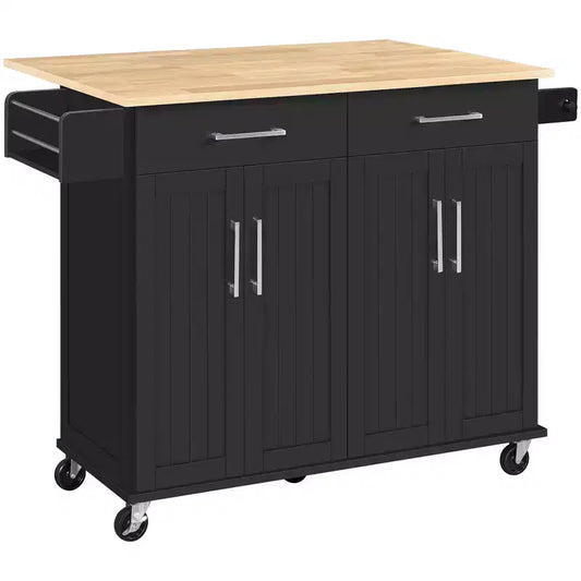 Yaheetech Portable kitchen Storage Cart with Cabinets and Detachable Towel Bar
