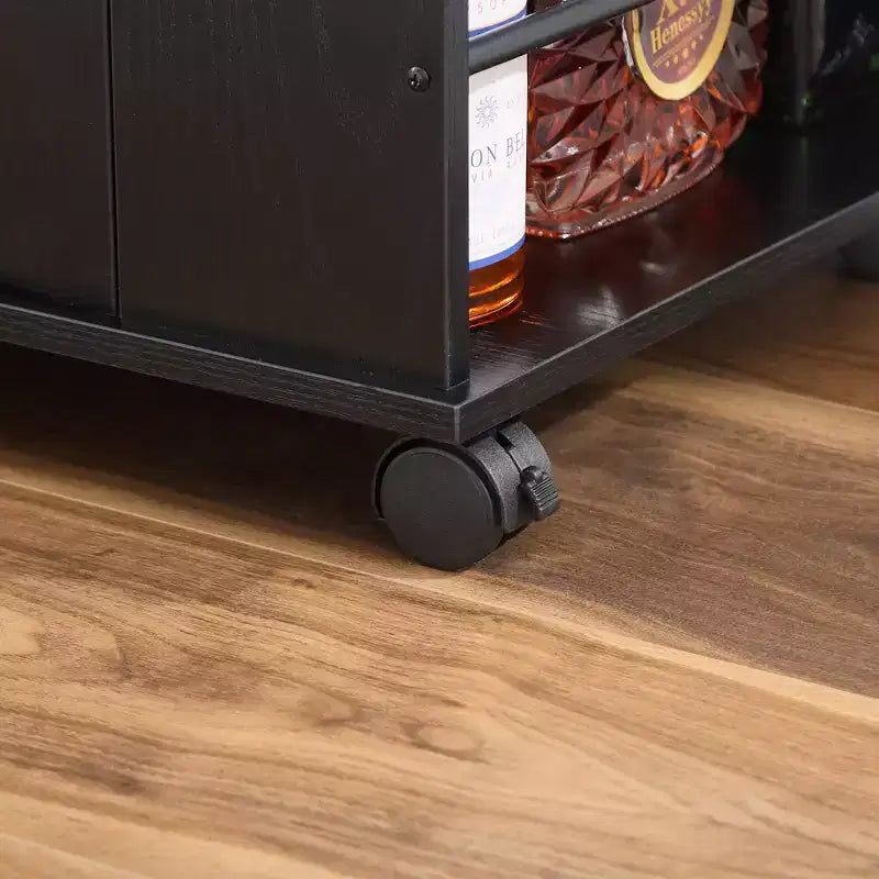 Meuble de rangement roulant d'îlot de cuisine VECELO avec station de recharge et étagères ouvertes, blanc/marron