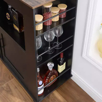 Meuble de rangement roulant d'îlot de cuisine VECELO avec station de recharge et étagères ouvertes, blanc/marron