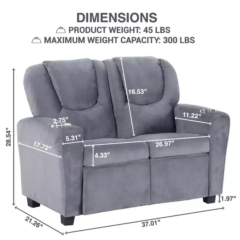 Causeuse inclinable de luxe pour enfants Home Imports Emporium - Causeuse inclinable chic avec fonction de poussée-dossier
