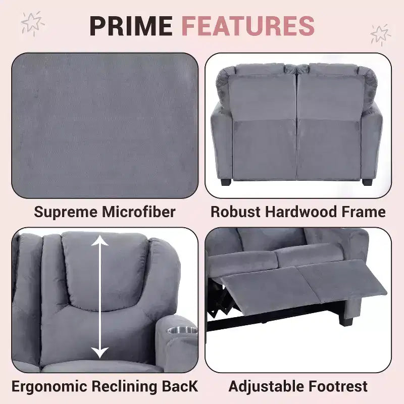 Causeuse inclinable de luxe pour enfants Home Imports Emporium - Causeuse inclinable chic avec fonction de poussée-dossier