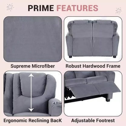 Causeuse inclinable de luxe pour enfants Home Imports Emporium - Causeuse inclinable chic avec fonction de poussée-dossier