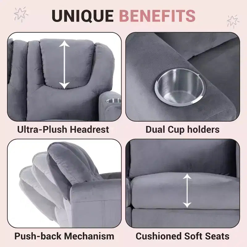 Causeuse inclinable de luxe pour enfants Home Imports Emporium - Causeuse inclinable chic avec fonction de poussée-dossier
