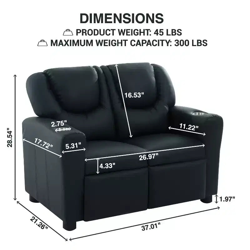 Causeuse inclinable de luxe pour enfants Home Imports Emporium - Causeuse inclinable chic avec fonction de poussée-dossier