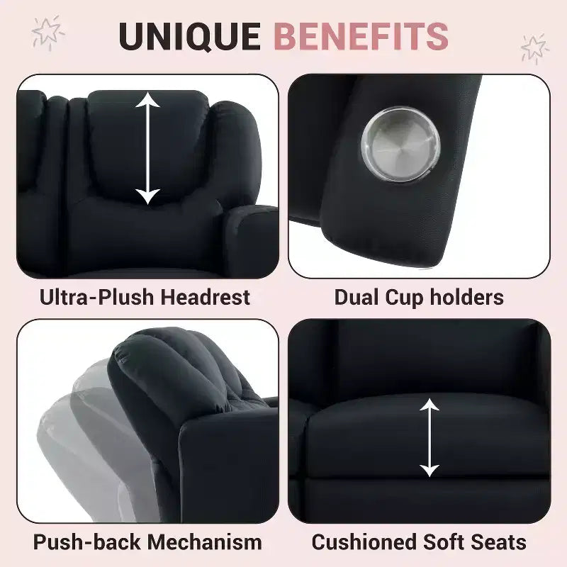 Causeuse inclinable de luxe pour enfants Home Imports Emporium - Causeuse inclinable chic avec fonction de poussée-dossier