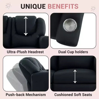 Causeuse inclinable de luxe pour enfants Home Imports Emporium - Causeuse inclinable chic avec fonction de poussée-dossier