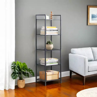Étagère de rangement à 5 niveaux, étagère de salle de bain, étagère à plantes extensible avec étagère réglable, pour salle de bain, salon, balcon, cuisine