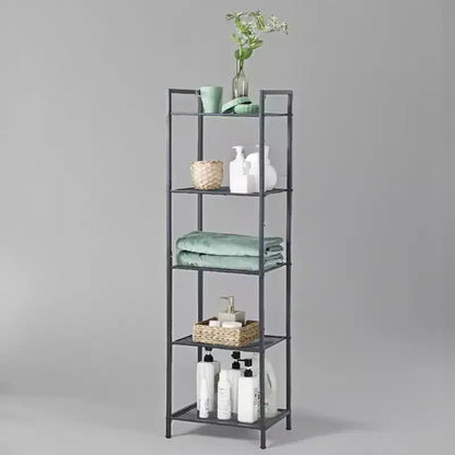 5-Tier Storage Rack, Bathroom Shelf, Extendable Plant Stand with Adjustable Shelf, for Bathroom, Living Room, Balcony, Kitchen