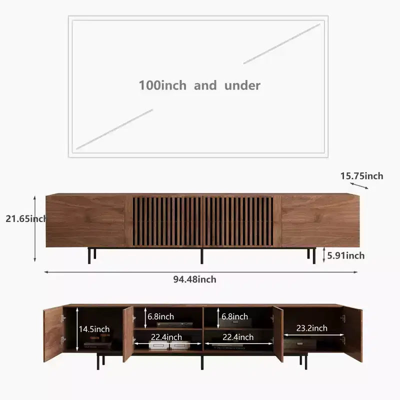 Meuble TV Luck Live Mid-Century Modern 94.48, couleur noyer, style médiéval moderne