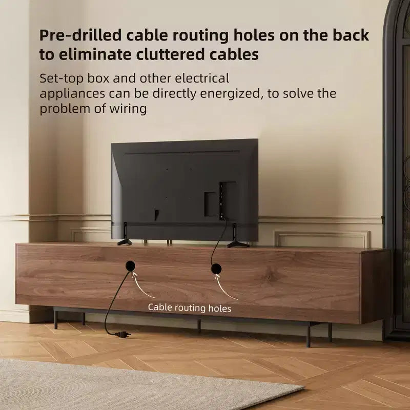 Meuble TV Luck Live Mid-Century Modern 94.48, couleur noyer, style médiéval moderne