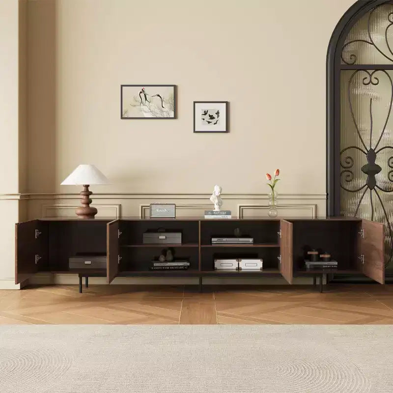 Meuble TV Luck Live Mid-Century Modern 94.48, couleur noyer, style médiéval moderne
