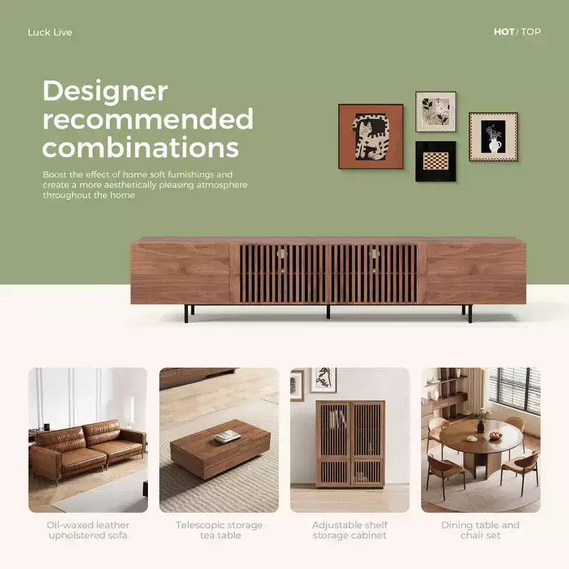 Meuble TV Luck Live Mid-Century Modern 94.48, couleur noyer, style médiéval moderne