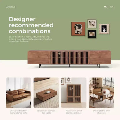 Meuble TV Luck Live Mid-Century Modern 94.48, couleur noyer, style médiéval moderne