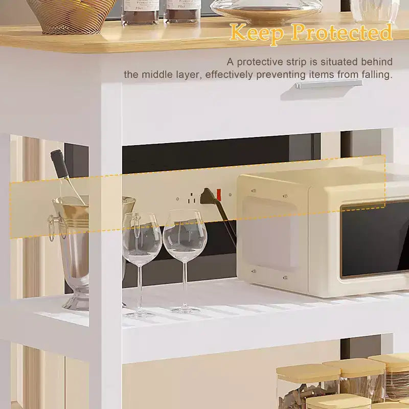 Desserte de cuisine roulante VECELO 40 avec tiroir et multiprise, 2 étagères de rangement pour cuisine, blanc