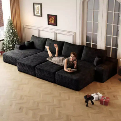 Grand canapé modulaire Cloud 6 places en duvet, canapé de salon pour appartement, aucun assemblage requis, noir