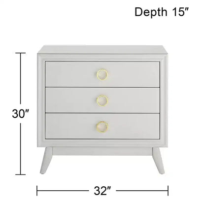 Commode d'appoint à 3 tiroirs Oslo 32W blanche Crestview Collection