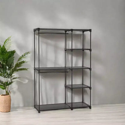 Organisateur de placard portable autoportant, système de rangement pour vêtements de 112 x 43 x 165 cm avec étagères et tringles de suspension pour chambre et vestiaire