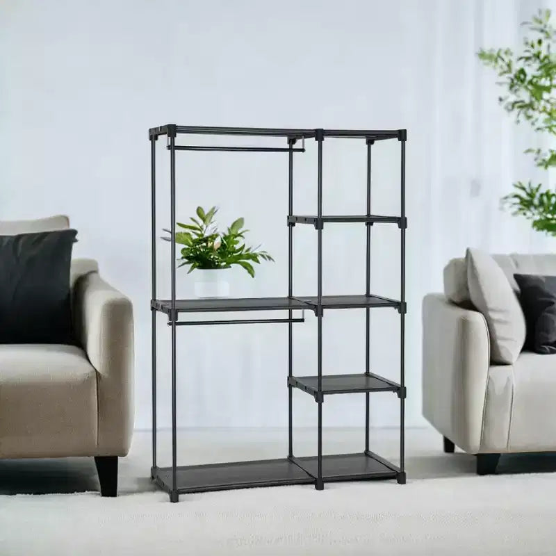 Organisateur de placard portable autoportant, système de rangement pour vêtements de 112 x 43 x 165 cm avec étagères et tringles de suspension pour chambre et vestiaire