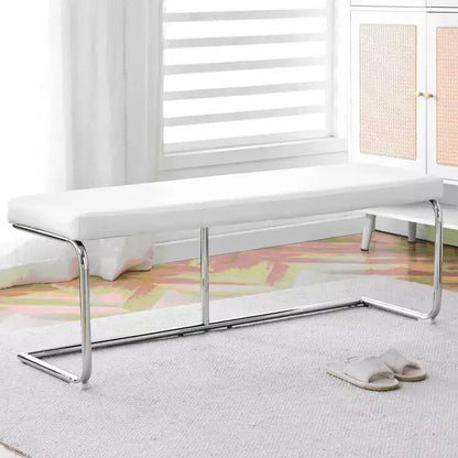 Banc en cuir Zeus & Ruta avec pieds en métal argenté