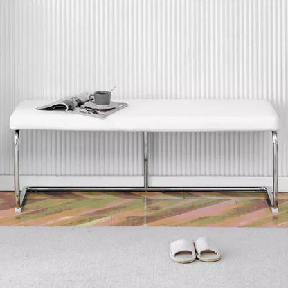 Banc en cuir Zeus & Ruta avec pieds en métal argenté