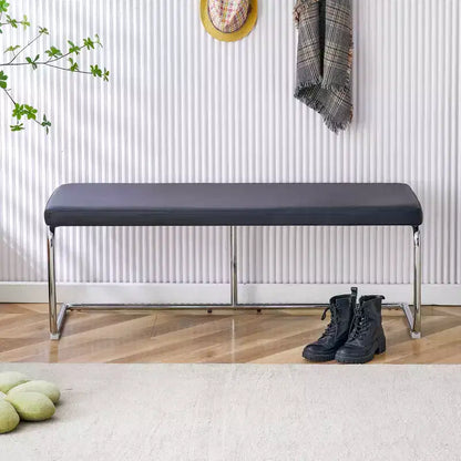 Banc en cuir Zeus & Ruta avec pieds en métal argenté