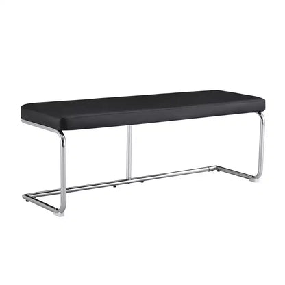 Zeus & Ruta Leather Bench with Silver Metal Legs