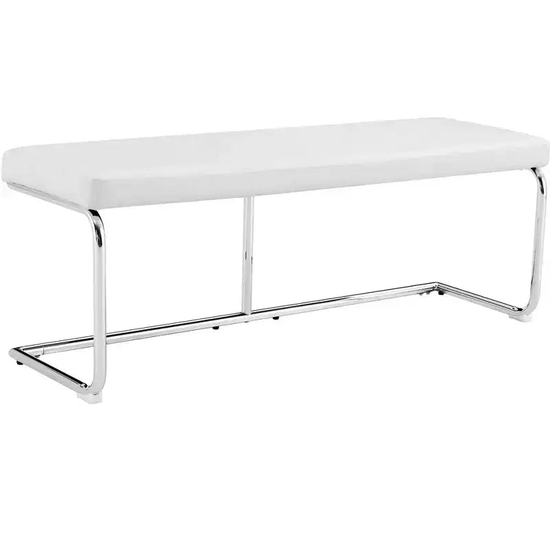 Banc en cuir Zeus & Ruta avec pieds en métal argenté