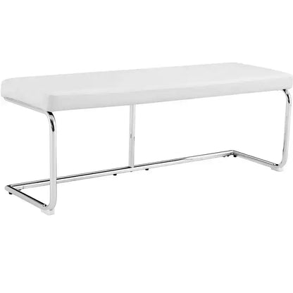 Banc en cuir Zeus & Ruta avec pieds en métal argenté