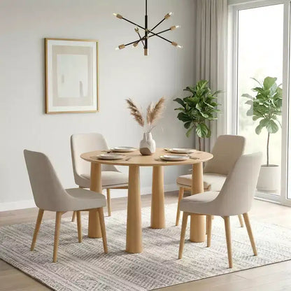 Table de salle à manger ronde Dovelina de 45 pouces en bois avec 4 pieds Table de cuisine moderne pour 4 personnes pour