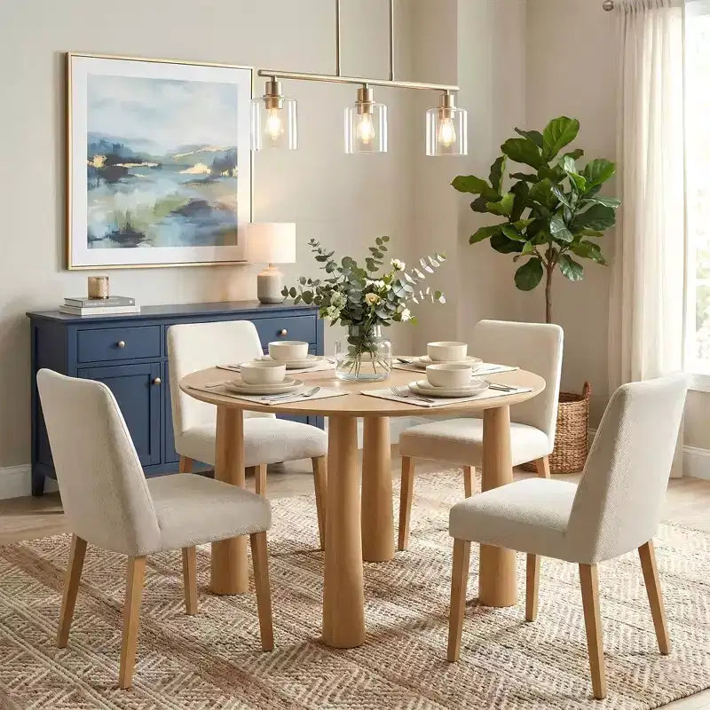 Table de salle à manger ronde Dovelina de 45 pouces en bois avec 4 pieds Table de cuisine moderne pour 4 personnes pour