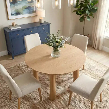 Table de salle à manger ronde Dovelina de 45 pouces en bois avec 4 pieds Table de cuisine moderne pour 4 personnes pour