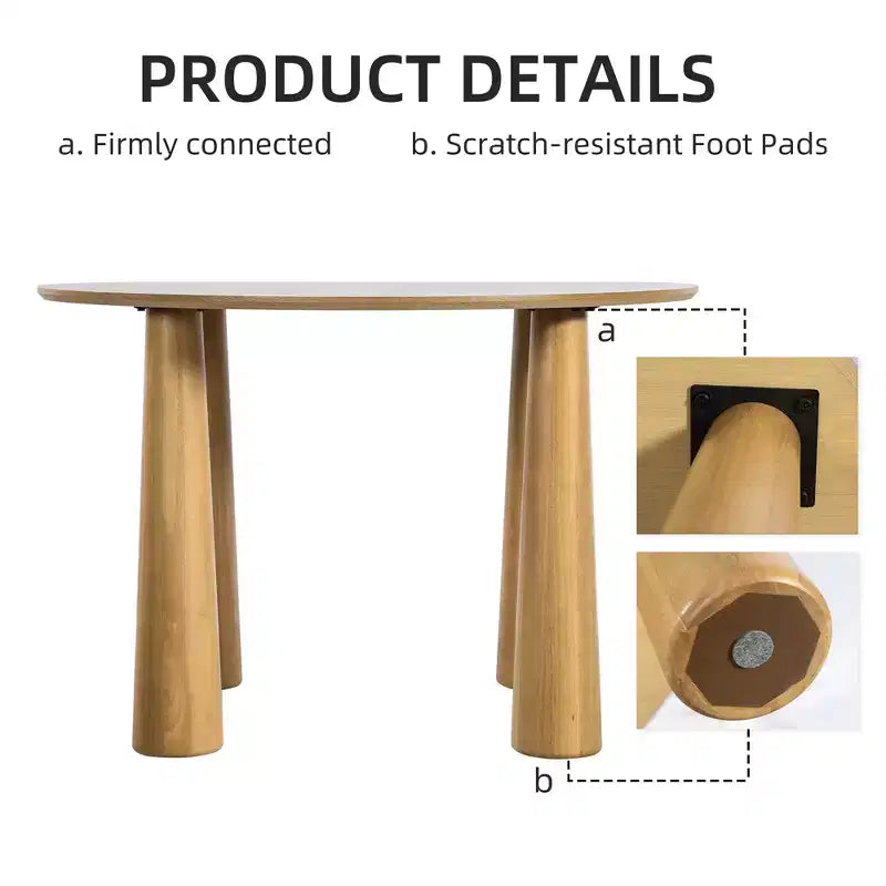 Table de salle à manger ronde Dovelina de 45 pouces en bois avec 4 pieds Table de cuisine moderne pour 4 personnes pour