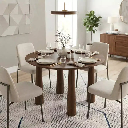 Table de salle à manger ronde Dovelina de 45 pouces en bois avec 4 pieds Table de cuisine moderne pour 4 personnes pour