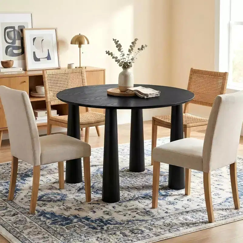 Table de salle à manger ronde Dovelina de 45 pouces en bois avec 4 pieds Table de cuisine moderne pour 4 personnes pour
