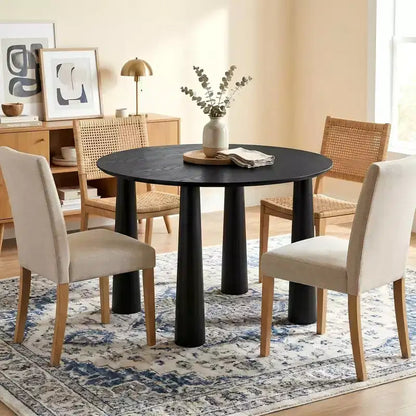 Table de salle à manger ronde Dovelina de 45 pouces en bois avec 4 pieds Table de cuisine moderne pour 4 personnes pour