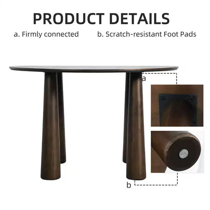 Table de salle à manger ronde Dovelina de 45 pouces en bois avec 4 pieds Table de cuisine moderne pour 4 personnes pour