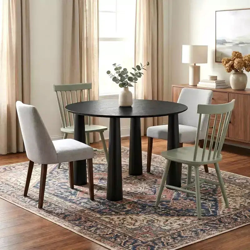 Table de salle à manger ronde Dovelina de 45 pouces en bois avec 4 pieds Table de cuisine moderne pour 4 personnes pour